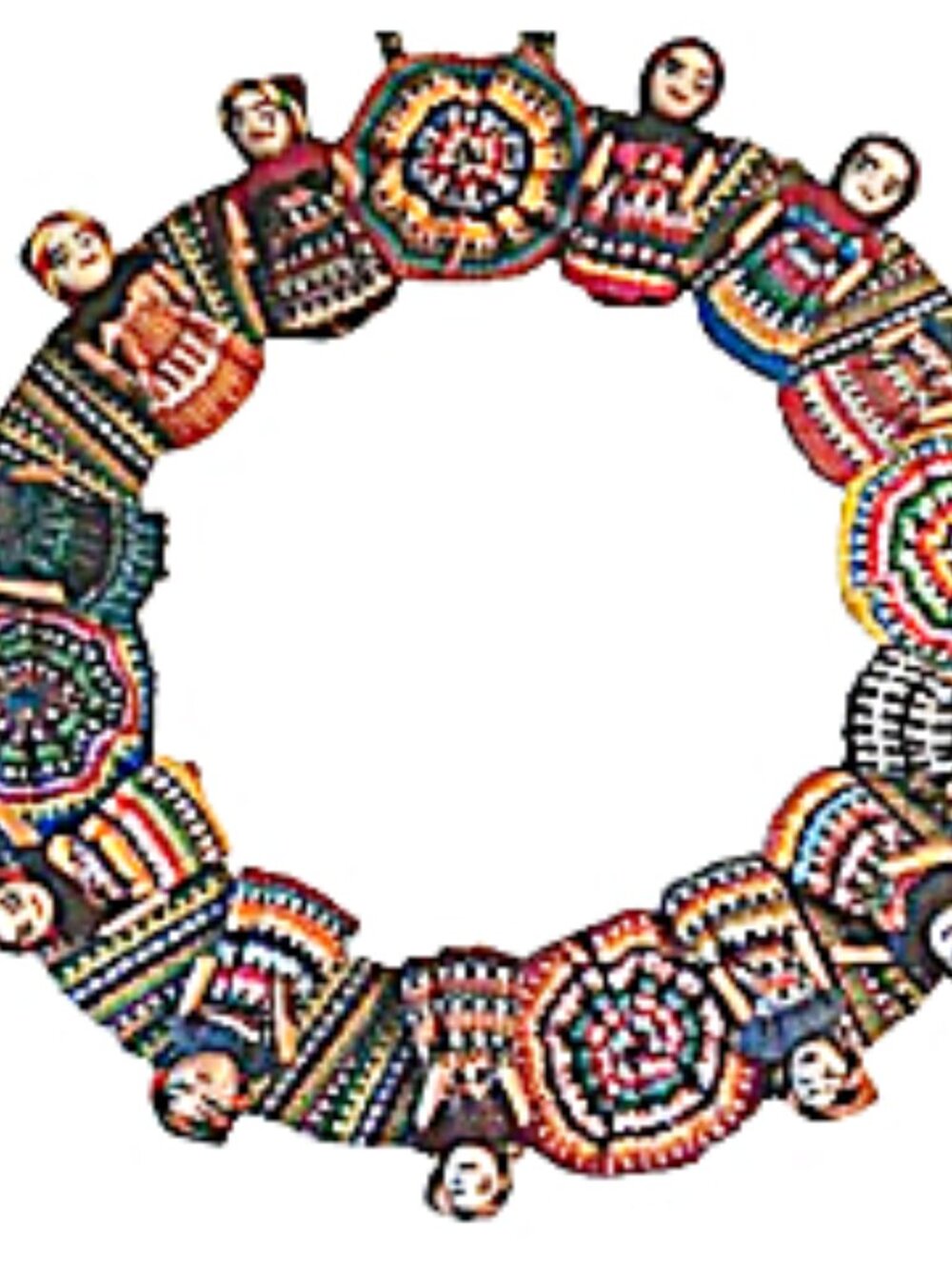 Guatemalan Worry Doll Wreath, Charming Colorful Folk Art, Cute Gift